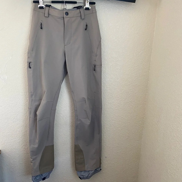 Patagonia Womens Ski hiking Pants Size 8 beige khaki green‎ with suspenders - Picture 2 of 16